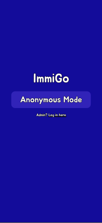 ImmiGo anonymous mode screen